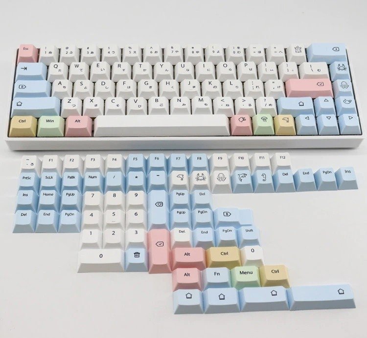 Pastel Chalk Ocean Keycaps Set Sea Cute Creatures Japanese Keysium