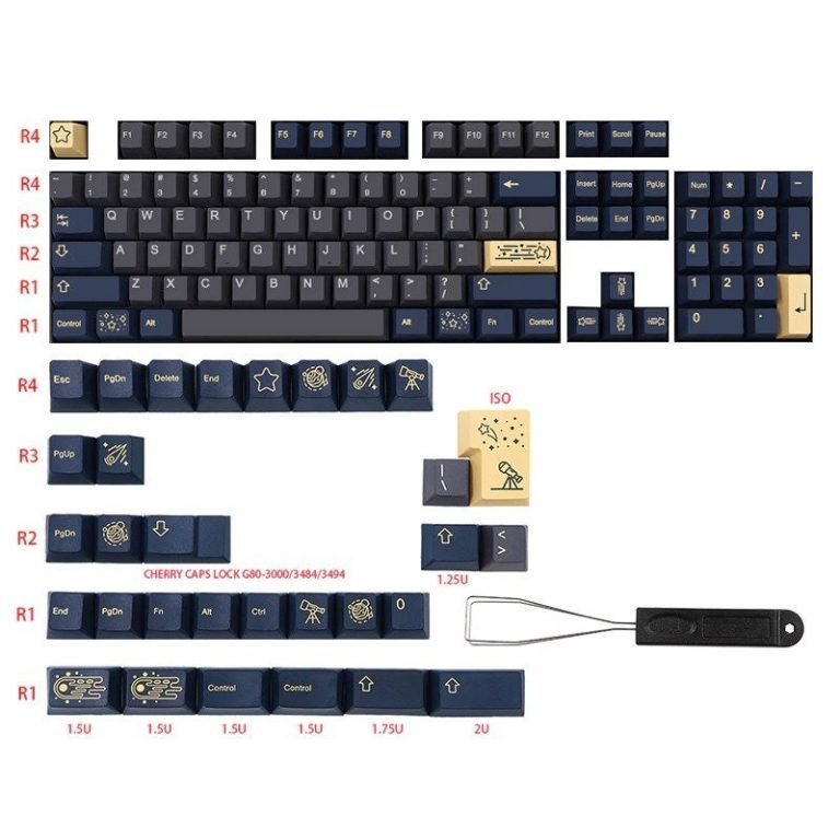 Astronomy Stargaze Keycaps Set GMK Clone ISO Blue Grey - Keysium