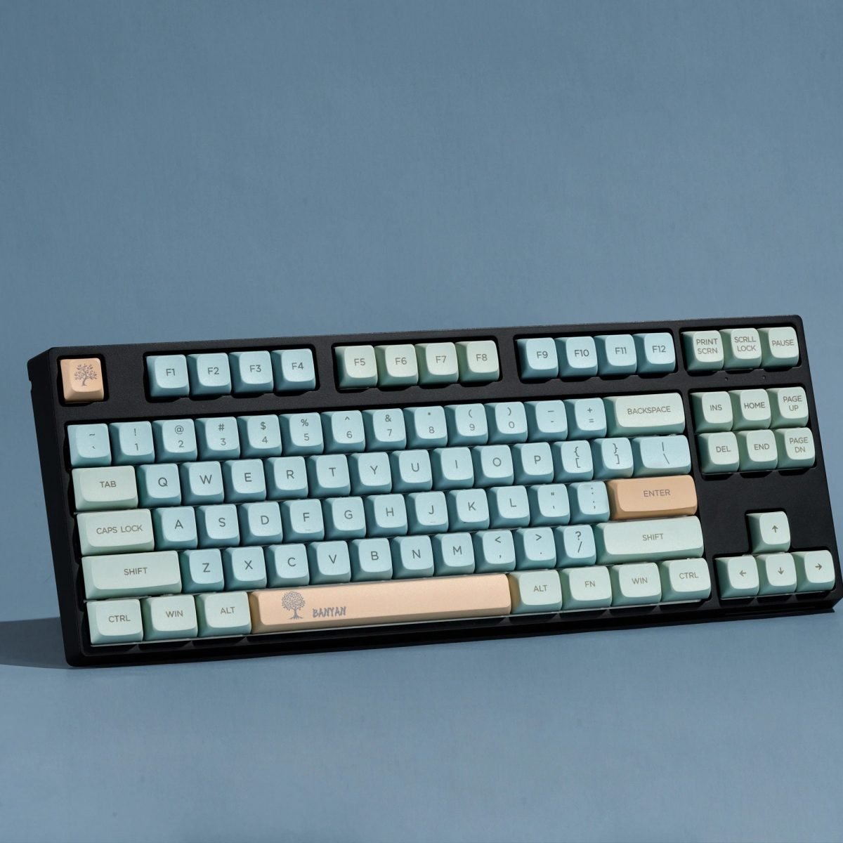 Tree Design Keycaps Pastel Banyan Tree Keycaps Set Kawaii Blue Grey Peach - Keysium