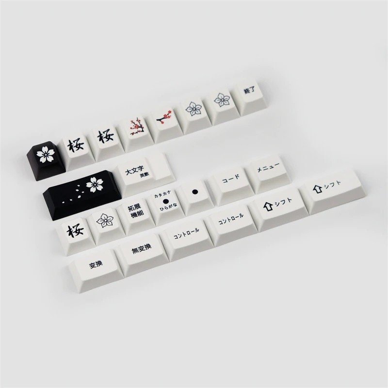 Minimalist Japanese Keycaps Set Black White
