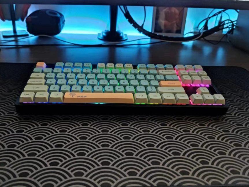 Tree Design Keycaps Pastel Banyan Tree Keycaps Set Kawaii Blue Grey Peach - Keysium