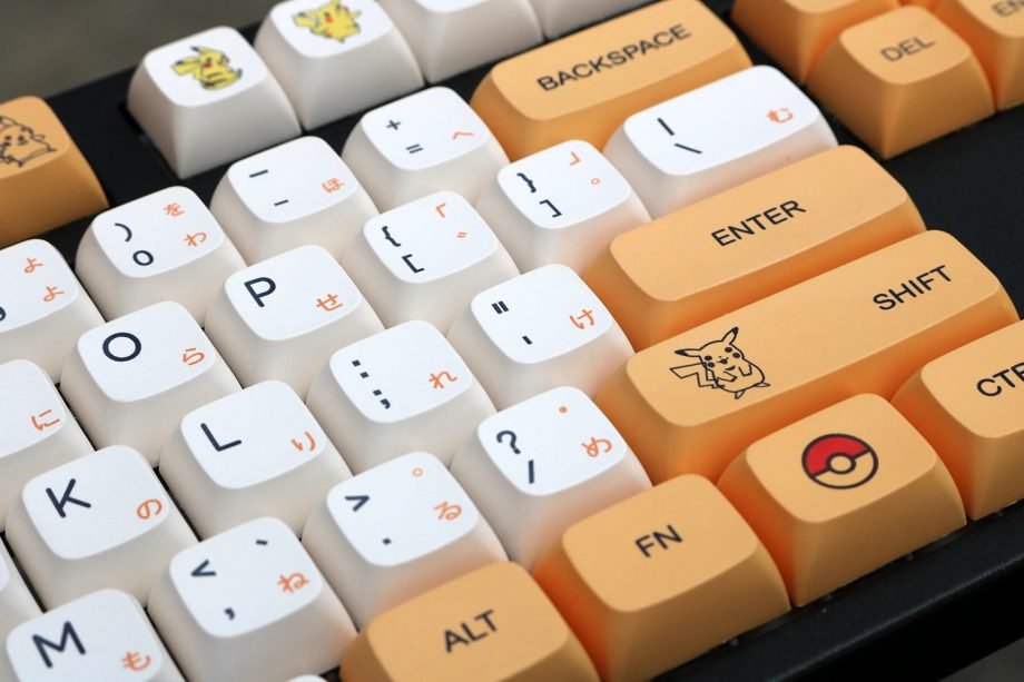 Pikachu Pokemon Keycaps Set Anime White Yellow Japanese - Keysium