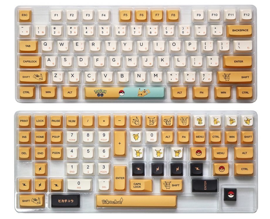 Pikachu Pokemon Keycaps Set Anime White Yellow Japanese - Keysium