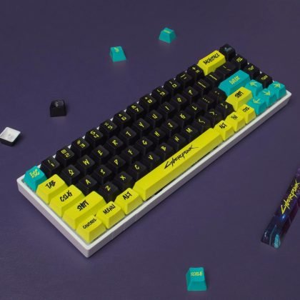 Cyberpunk Keycaps Set Gamer Minimalist Black Yellow Green