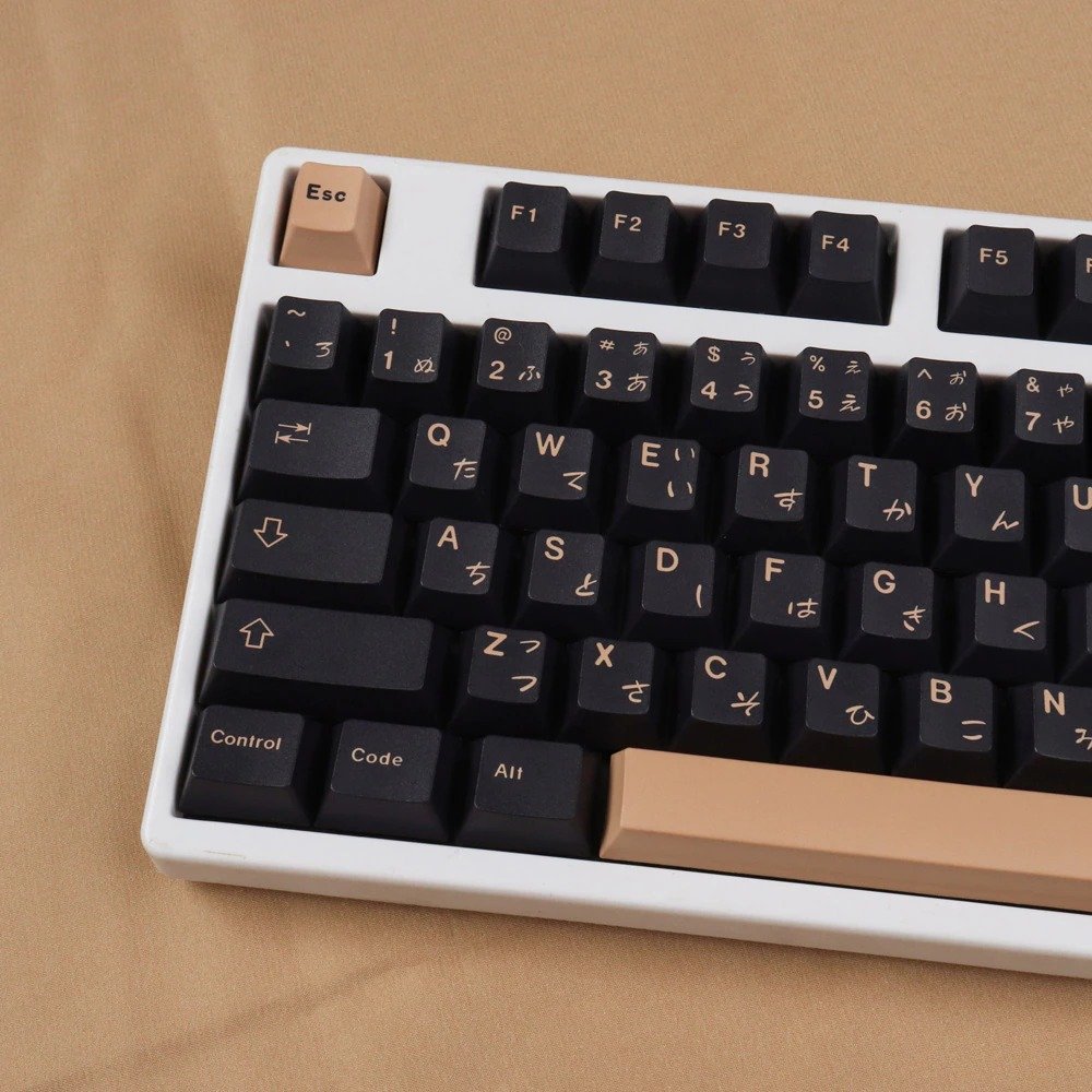 Unique Black and Beige Inukuma Keycaps Inspired by Japanese Bear Art